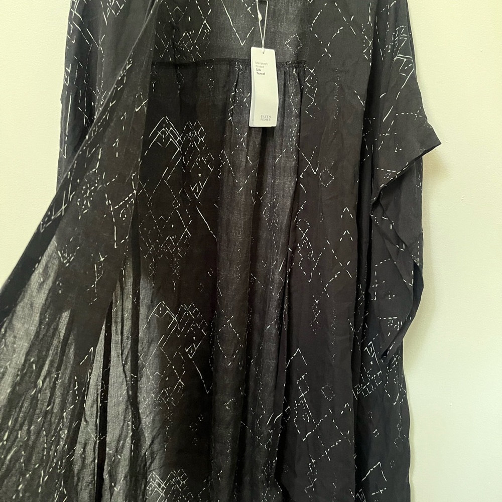 NWT EILEEN FISHER Marrakesh Printed Silk Tencel Long Kimono Jacket Top S/M/P/M - Picture 8 of 11